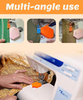 Three-pack magnetic seam guides for sewing machines; hexagonal, scale-marked, assorted colors, shown installed for hems.
