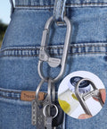Rugged Titanium Carabiner Keychain Clip With Quick Release Minimalist EDC Key Hook And Bottle Opener on jeans loop