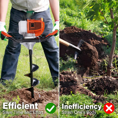 Heavy Duty 2 Inch Earth Auger Drill Bit With 31.5 Inch Length Carbon Steel Spiral Hole Digger in use for planting trees.