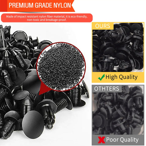 390Pcs Auto Push Rivets Kit With 18 Popular Sizes For Subaru, premium grade nylon material quality comparison