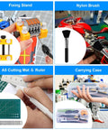 192 Piece Model Tool Kit For Figure And Vehicle Models with fixing stand, nylon brush, A5 cutting mat, carrying case.