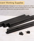 4 Pack 1U 19 Inch Cable Manager Kit For Network Racks, 24 Slot Horizontal Wire Organizer, Metal Finger Duct Mounts and screws