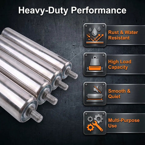 Stainless Steel Conveyor Rollers, 2 Inch Dia By 12 Inch Long, Heavy Duty Galvanized Gravity Transmission Reel Mower Attachment Parts, smooth heavy-duty rollers.