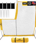 7 By 7 Feet Baseball Pitching Screen With Upgrade Frame For Righties And Lefties Tear Resistant Net With 125 MPH Protection L Screen Batting Practice Net For Backyard Field Outdoor Includes Carry Bag