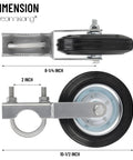 Heavy Duty Gate Wheel Kit For Swing Gates, 6-Inch Wheel Fits 1-5/8 To 2-Inch Gate Frames, Durable black steel with rubber tire