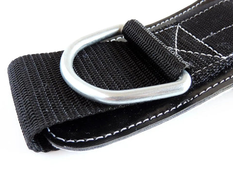 Close-up of Grip Tight Adjustable Ankle Cuff and Glute Kickback Strap for Cable Machines with dual metal ring.