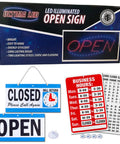 LED Neon Open Sign For Business With Flashing Mode Horizontal LED Sign For Stores Includes Business Hours And Open And Closed Signs Plug In Easy Install With 4.7 Foot Power Cord