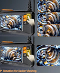 Endoscope Camera With Light 4.3 Inch HD Display shows mechanical parts in detailed inspection, 180-degree view adjustment.