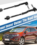 Front Inner And Outer Tie Rod End Links Kit 4 Piece For Ford Edge 2015 to 2018 Fusion 2013 to 2017 Lincoln MKZ 2013 to 2017 MKX 2016 to 2018 OE ES801109 ES801110 EV801122, front view
