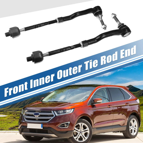 Front Inner And Outer Tie Rod End Links Kit 4 Piece For Ford Edge 2015 to 2018 Fusion 2013 to 2017 Lincoln MKZ 2013 to 2017 MKX 2016 to 2018 OE ES801109 ES801110 EV801122, front view