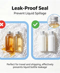 Leak-proof seal demonstration with heavy duty stretchable shrink film for snug bottle jar sealing.