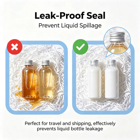Leak-proof seal demonstration with heavy duty stretchable shrink film for snug bottle jar sealing.