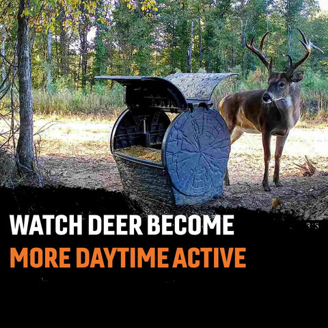 Tectonic Deadfall Daytime Feeder Digital Deer Dispenser American Made 350 Pound Capacity Heavy Duty Outdoor Hunting Gear Smart Auto Timer for Wild Animals Rustic Backyard Wildlife Attraction System