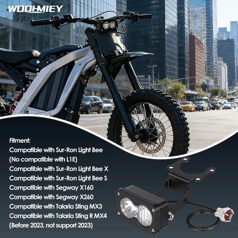 Dirt Bike Headlight Kit 10W LED Spotlight Flood Light With Plug And Play Harness And Switch, Bracket Mount For Quick Install