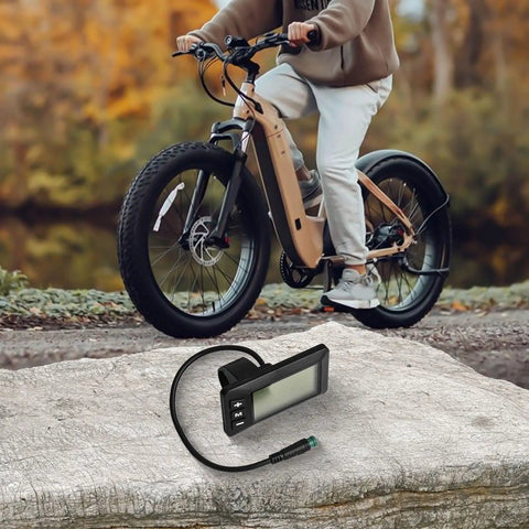 Waterproof 5 Pin LCD Display GD01 for E Bike Electric Bicycle Controller with weatherproof connector on rock