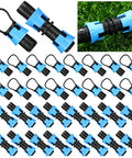 60 Piece Drip Irrigation Fittings Kit With 30 Connectors And 30 End Caps For 5/8 Inch Tubing Blue displayed on a white background