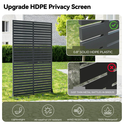 Outdoor Privacy Screen 72 Inch High By 47 Inch Wide Freestanding Decorative Panel With Stand Weather Resistant Divider Fence