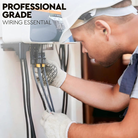Electrician installing wiring using 125 Piece Rubber Grommet Kit With 18 Sizes For Wiring And Automotive Firewall Grommets Hole Plugs