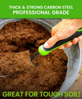 Hand using Heavy Duty Garden Trowel Hand Shovel For Gardening With High Carbon Steel Blade And Ergonomic Non Slip Handle A Real Workhorse For Digging Planting Transplanting And Cutting Roots in soil