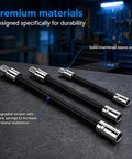 3 Pack 1/2 Inch Drive Flexible Shaft Extension, Universal Bending Torque Socket Rod showcasing durable materials and solid chamfered ends.
