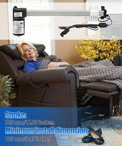 Legit Premium Linear Actuator Motor Replacement For Your Daily Ride Recliner Couch with 326 mm stroke and two pin connector.