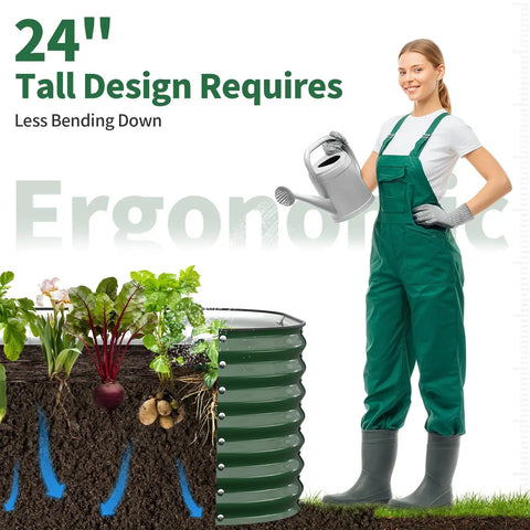 Outdoor Galvanized Steel Raised Bed For Vegetables And Herbs 6 By 3 By 2 Feet 24 Inch Deep Open Bottom Backyard Garden Planter with gardener