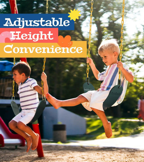 Children playing on Heavy Duty Kids Swing Seat With 66 Inch Rust Resistant Chains And Secure Quick Links in a sunny park