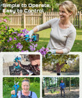 Person using 2-In-1 Pole Pruning Shears With 1.6 Inch Cutting Diameter Cordless Electric Pruner on shrub