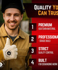 Man wearing Heavy-Duty Leather Welding Gloves With Extended Cuff For Full Forearm Protection, Heat-Resistant Goatskin Work Gloves