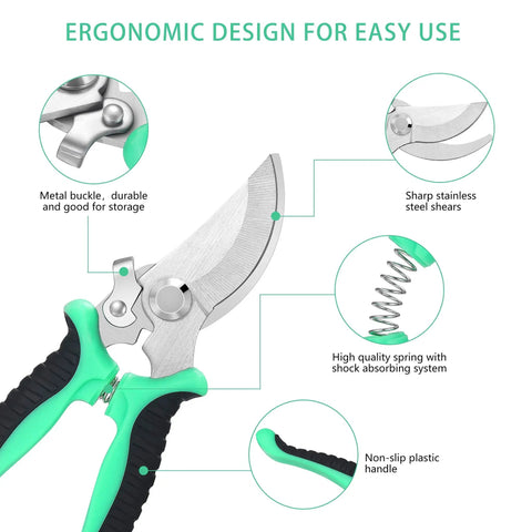 All-In-One Garden Pruning Kit With Stainless Steel Shears showing sharp blades and ergonomic grip for easy yardwork