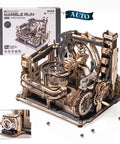 Dope 3D Puzzle Marble Run Kit For Adults Electric Spaceport LGC01 with 472 wooden pieces in assembled view with box