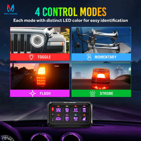 8 Gang Switch Panel With Wireless Remote Control From Up To 230 Feet Pair With Up To 5 Panels At Once with 4 control modes