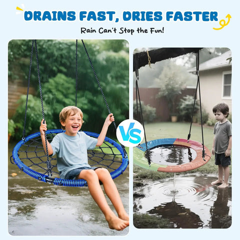 Heavy Duty 40 Inch Spider Web Saucer Tree Swing For Kids And Adults Outdoor Net Swing with child and straps