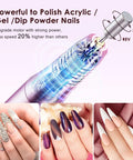 Kickass Cordless Nail Drill And Electric File Kit With Variable Speed And Forward Reverse Function pro grade burrs designed for polishing acrylic and gel nails.