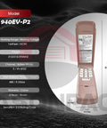 Universal Garage Door Opener Keypad All In One That Plays Nice With 17 Brands Including Chamberlain LiftMaster Craftsman Genie Linear Sears And More Works With Yellow Purple Red Orange Green Learn Button Colors Model 940EV-P2 5 Year Warranty shown open with specs.