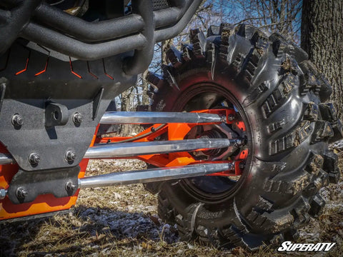 Heavy Duty Aluminum Rear Radius Arms 6 Rod Kit For Can Am Maverick X3 72 Inch Body Beefed Up Turbo X RC X MR X RS Max Complete Set With One And One Quarter Inch 7075 Aluminum Bar And Five Eighths Inch Helical Joints For Maximum Strength on rear wheel