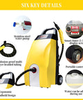 Heavy Duty Steam Cleaner For House And Rides, High Temp Pro Vapor Machine with ergonomic design and smart timer features.