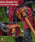 Fireman Hatchet Pickaxe Tool Hand Forged Carbon Steel Heavy Duty Demolition Axe in leather sheath for secure storage
