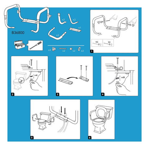 Instructions for Straight Up Sturdy Toilet Safety Frame With Adjustable Width That Keeps Bath Time Breezy Ergonomic Grab Bars For Elderly And Handicap Post Surgery Recovery Supports Up To 300 Lbs Pack Of Two.