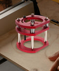 Getajghsd Iron Router Table Lifting System Base For Precision Slotting And Fine Processing With Red Adjustable Lift Platform on wood.