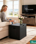 30 Gallon Outdoor Storage Deck Box Made From Waterproof Resin With Lockable Lid For Cushions Pool Accessories And Garden Tools A Versatile Patio Table All In One Go To Storage Ottoman For Indoor Or Outdoor Use as a side table in living room