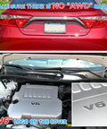 Toyota Camry rear without AWD badge, engine bay showing V6 logo, supporting Beefy Front CV Axle Set For Toyota Camry 2007 To 2017.