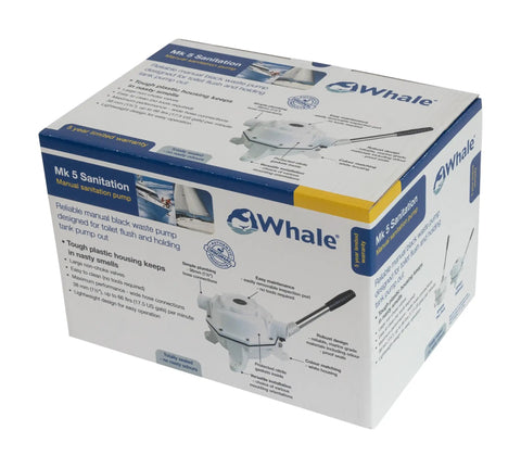 Box packaging for Manual Sanitation Pump For Bulkhead Mount On Boat, delivers up to 17 GPM, ideal for toilet flush, rugged marine use