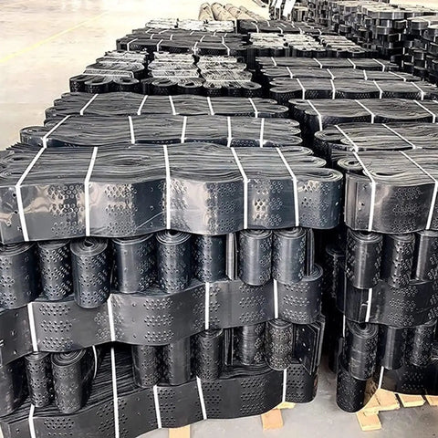 Heavy Duty Gravel Stabilizer Geogrid With Drainage Holes for Driveway and Garden in rolled stacks, black polyethylene