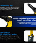 Pro-Grade Pneumatic Rivet Gun Kit with self-suction auto feed, alloy bullet tip, quick-release headband, and air inlet connector.