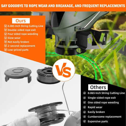 Comparison of 13 Inch Cordless All In One Weed Wacker Trimmer Edger Mower Brush Cutter with steel gears vs others