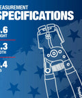 Diagram of Dual Cutter And Romex Box Jaw Wire Stripper For 12/2 14/2 NMB Jackets with measurements and blue star background