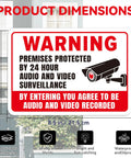 Two Pack Top Shelf Security Camera Warning Stickers With Realistic Video Monitoring Graphics For Warehouses Or Homes High Visibility Vinyl Decals Heavy Duty Adhesive That Really Grips Tight Indoors Outdoors 8.5 x 5.9 inches waterproof decal.