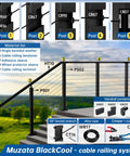 Invisible Cable Railing Kit No Visible Hardware 20 Pack For One Eighth Inch Wire Rope Fixed End Toggle Anchor Terminal Hardware For Hollow Metal Posts Stainless Steel T316 Stair Angle Deck One Post Corner CR07 installed on outdoor stairs with labeled components and tools.