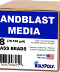 Glass Beads Number 8 Medium 70-80 Grit for Sandblasting Media box with USA flag and barcode.